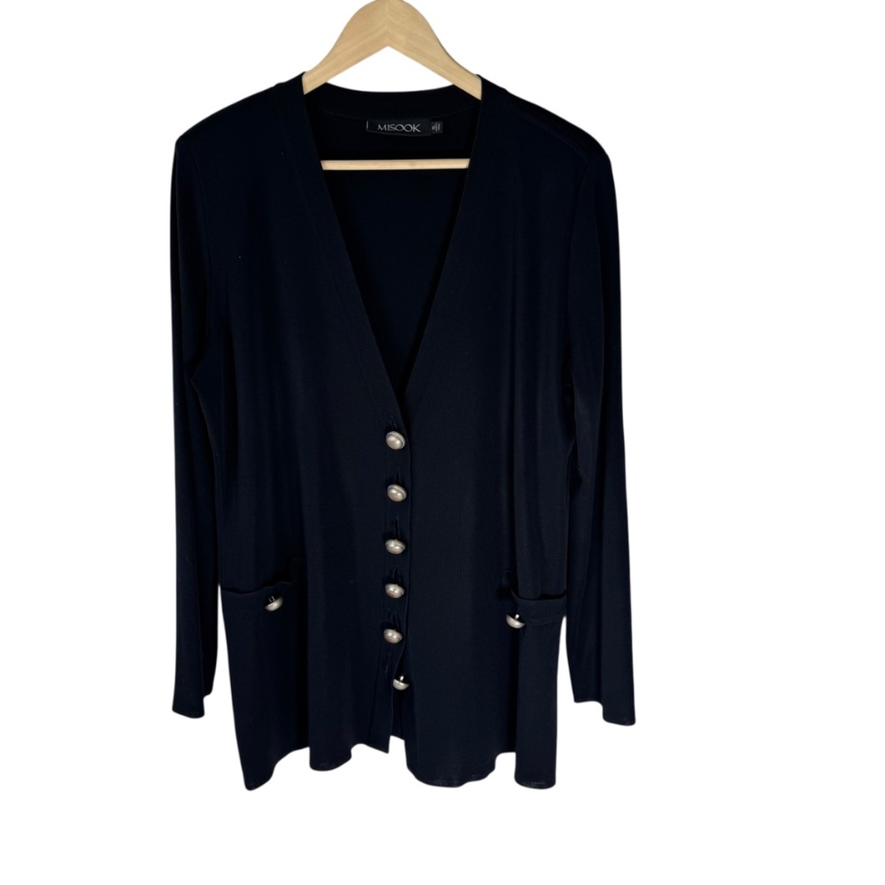 Mistook‎ Black Patch Pocket Brushed Metal Buttoned Cardigan Sz XL